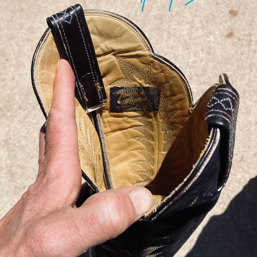 Tony Lama Brown and Yellow Heeled Boots - Picture 4 of 6